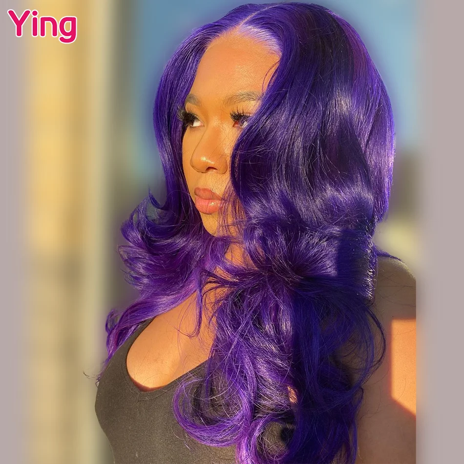 

Ying 34" Dark Purple Body Wave 200% 13x6 Transparent Lace Wig 5x5 Lace Front Wig 13x4 Lace Frontal Wig PrePlucked With Baby Hair