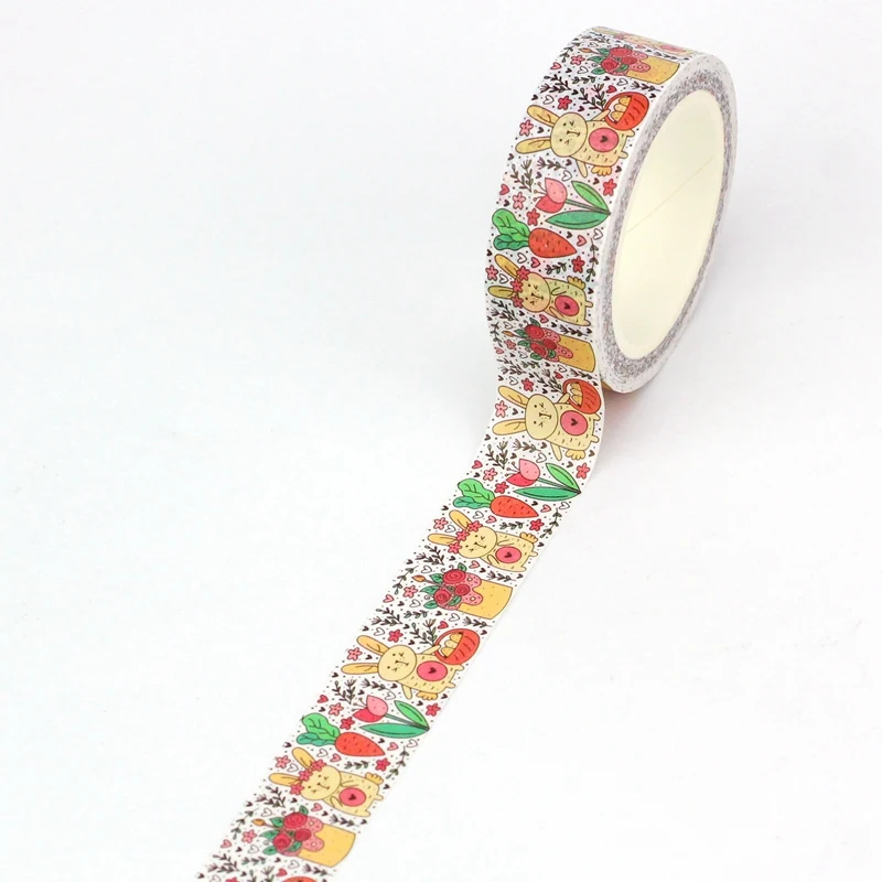 NEW 1PC 10M Decor Happy Easter egg rabbit flower carrot Washi Tape Set for Scrapbooking Journaling Masking Tape Cute Stationery 4