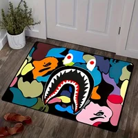 3D Fashion Camo Shark Face Cool Area Rug Washable Bathroom Door Mat Popular Home Decor Rug Living Room Bedroom Large Area Rugs 2