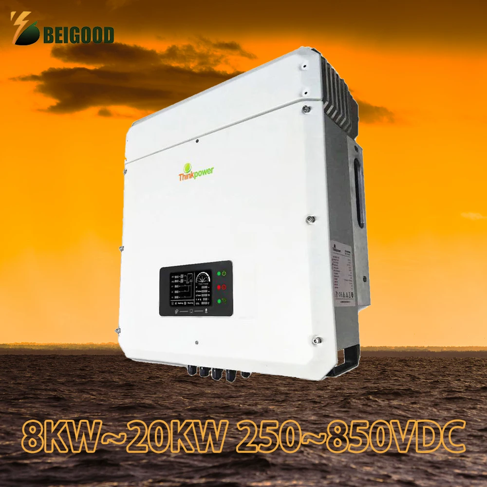 

Solar Power On Grid 8000W 10000W 8KW 10KW 15kw 20kw Input MPPT Waterproof IP65 On-Grid Tie Inverter with Wifi DC Switch