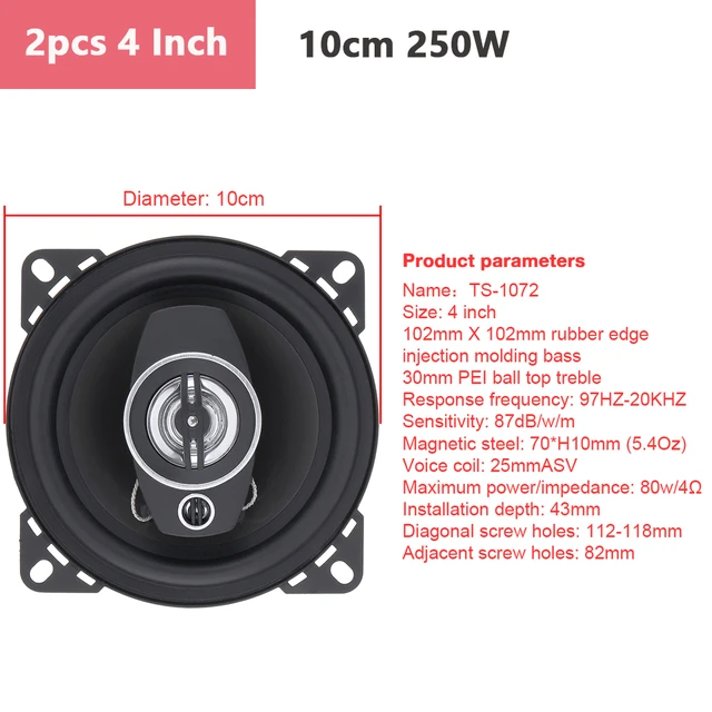 2 Stück 4/5/6 Zoll Auto lautsprecher 10cm/13cm/16cm Subwoofer Auto Audio  Musik Stereo Voll bereich Frequenz Hifi Auto Lautsprecher Horn - AliExpress