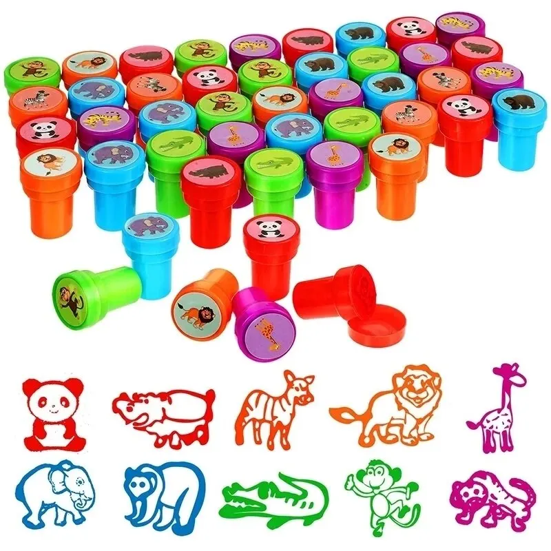 10pcs Assorted Self-ink Stamps for Kids Children Toy Smiley Face Seal Scrapbooking DIY Painting Photo Album Decor