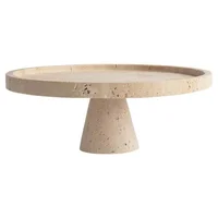 Hot Selling Natural Marble Stand Decorating Marble Round Wedding Cake Pastry Stand For Baking Travertine Cake Stand 1