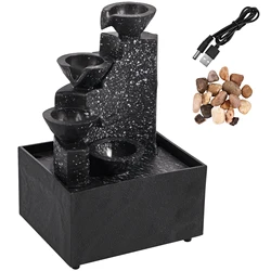 Elegant Desktop Waterfall Decoration - Creative Flowing Water Tabletop Fountain (Brown)