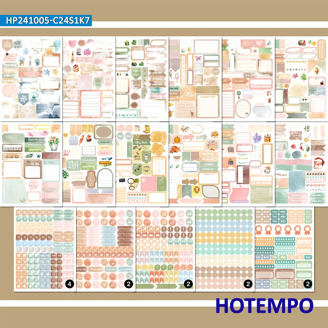 1700 조각, 레트로 수채화 보헤미아 스타일, 연간 계획 스크랩북, 플래너 스티커 북, 전화, 노트북, 문구, 일기, 일, 팀, 일기, 유리에 적합합니다, 노트북 스티커