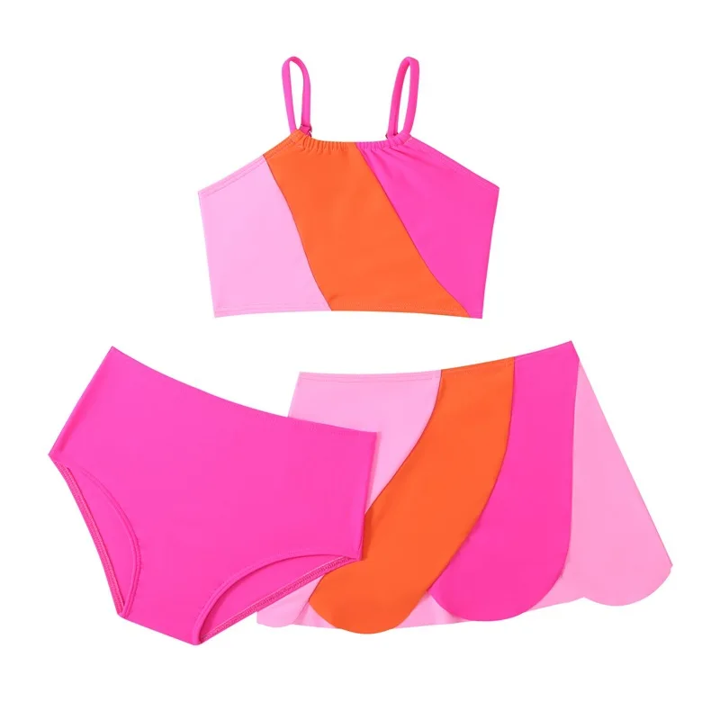 Bikini Sets Girls 3pack White Sports Bikini Sets with Skirts Kids Swimsuit 5-14 Years Children's Swimwear Beachwear Bathing Suit