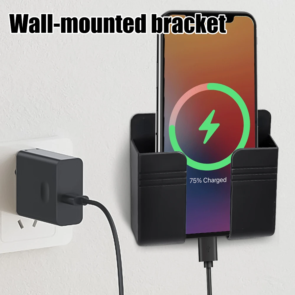 

Multifunction Smartphone Holder Wall Mounted Organizer Storage Box Wall Remote Control Phone Charging Stand Organizer Bracket