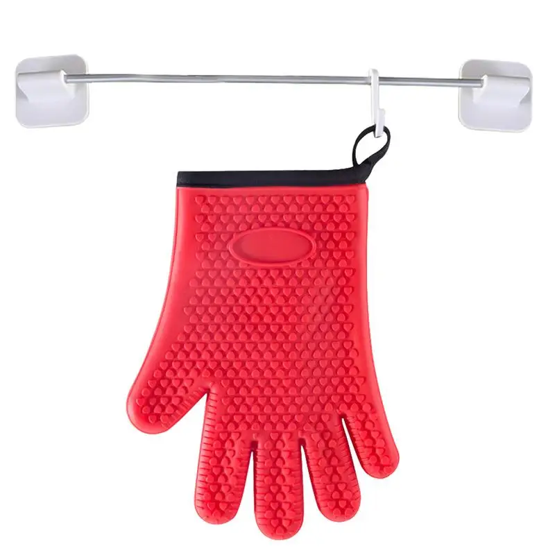 

Grill Gloves Silicone 1pcs Heat Resistant Cooking Barbecue Gloves Kitchen BBQ Glove With Inner Cotton Layer To Handle Hot Food