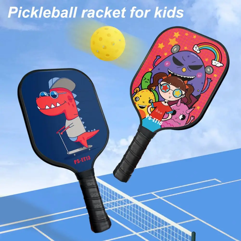 35*17cm Kids Pickleball Paddle Cartoon Print Lightweight Glass Fiber Children Racket Cute Dinosaur Print Pickleball Accessories