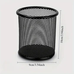 Sleek Metal Pen Holder - Elegant Desk Organizer (Black)