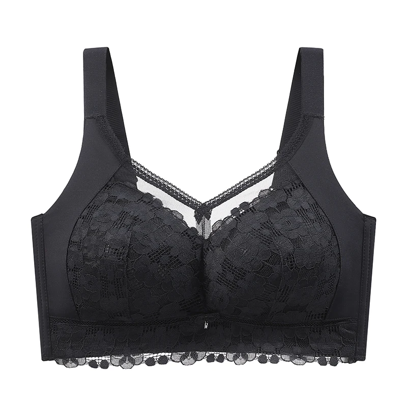 Wireless Bras for Women Thin Cup Lingeire Plus Size 36-46 Size B C D E Cup Minimizer Brassiere Ultra-Thin Push Up Lace Underwear 6