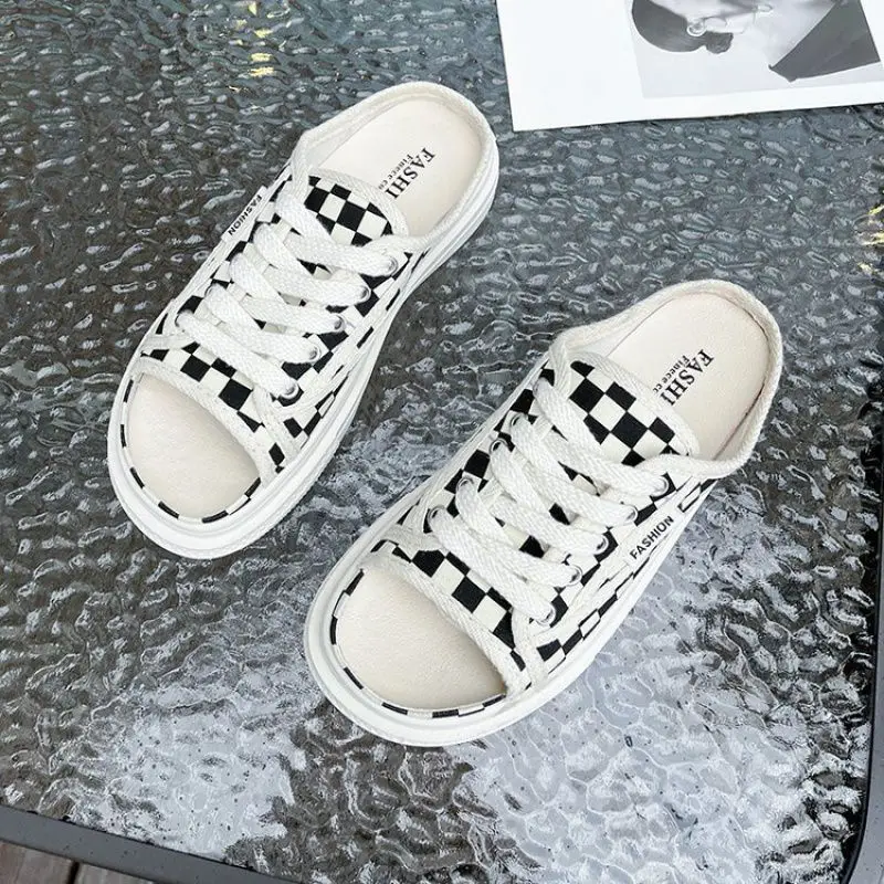 Thick-Soled Canvas Wearing Muffin Women'S Sandals And Slippers.