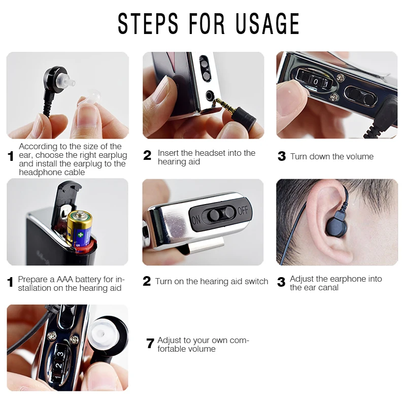 Description Picture 2 of itemPocket Hearing Aids - Speech Enhancer Devices and Personal Audio Amplifiers with 50dB Sound Gain and Ranges up to 100 Feet