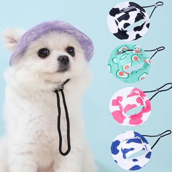 Adjustable Dog Hat Fashion Pet Bucket Hats with Ear Holes Summer Outdoor Round Brim Sun Hat for Samll Dogs Cats Pet Supplies 1