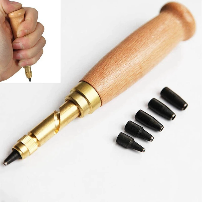 wood pellet maker 6 Tip Sizes 1.5mm, 2mm, 2.5mm, 3mm, 3.5mm, 4mm Screw Hole Punch/Auto Leather Tool with 2 Pcs Leather Carving Knives mobile woodworking bench