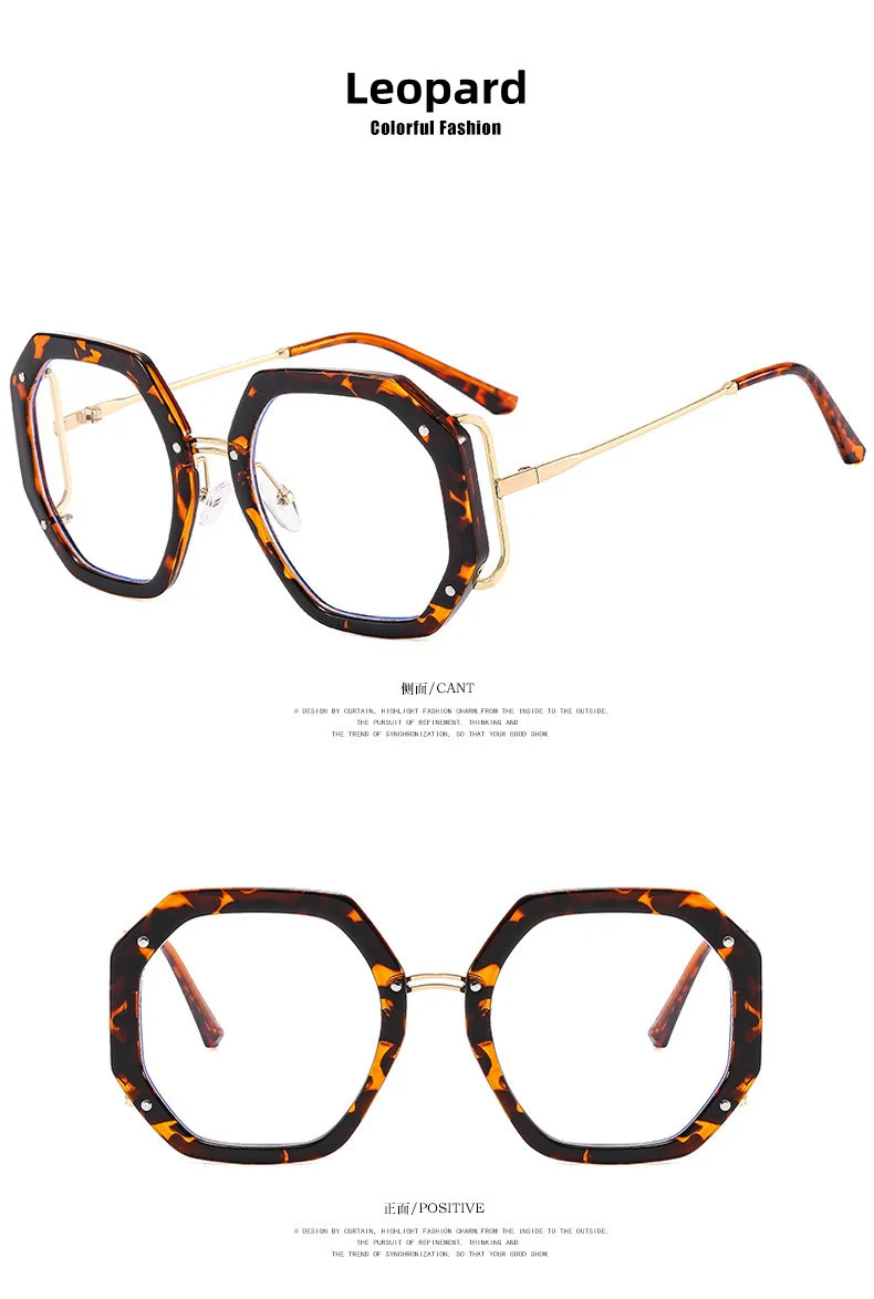 Mode Europäischen Amerikanischen Casual Polygon Metall TR90 Brillen Rahmen Neue Multi-farbe Option Flache Spiegel frauen Einfache Brillen – Detail 6