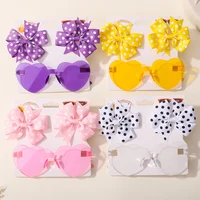 3Pcs/Pack Solid Dot Hair Bows Clip Girls Boutique Bowknot Hair Clips Kids Colorful Heart Sun Glasses Children Hair Accessories 6