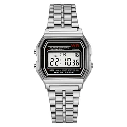 Enhanced Rose Gold Digital Sports Watch with Retro Style Alarm Clock (F91 - GD - Silver)