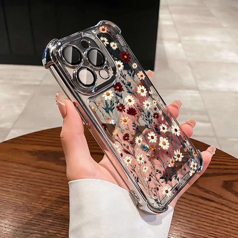 Cute Colorful Daisy Candy Plating Transparent Phone Case