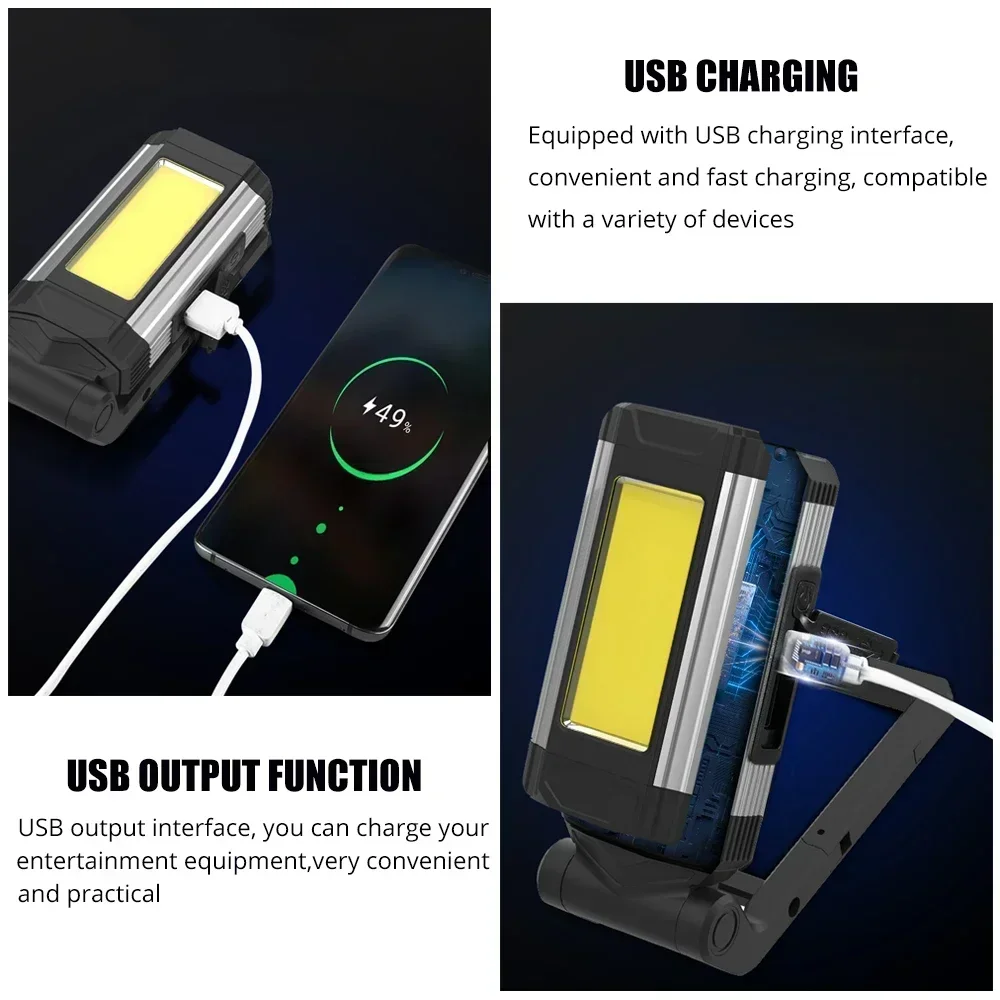 USB Rechargeable COB Work Light LED Flashlight Camping Lamp with Tail Magnet Waterproof led flashlight led lights camping lamp camping lights solar lantern