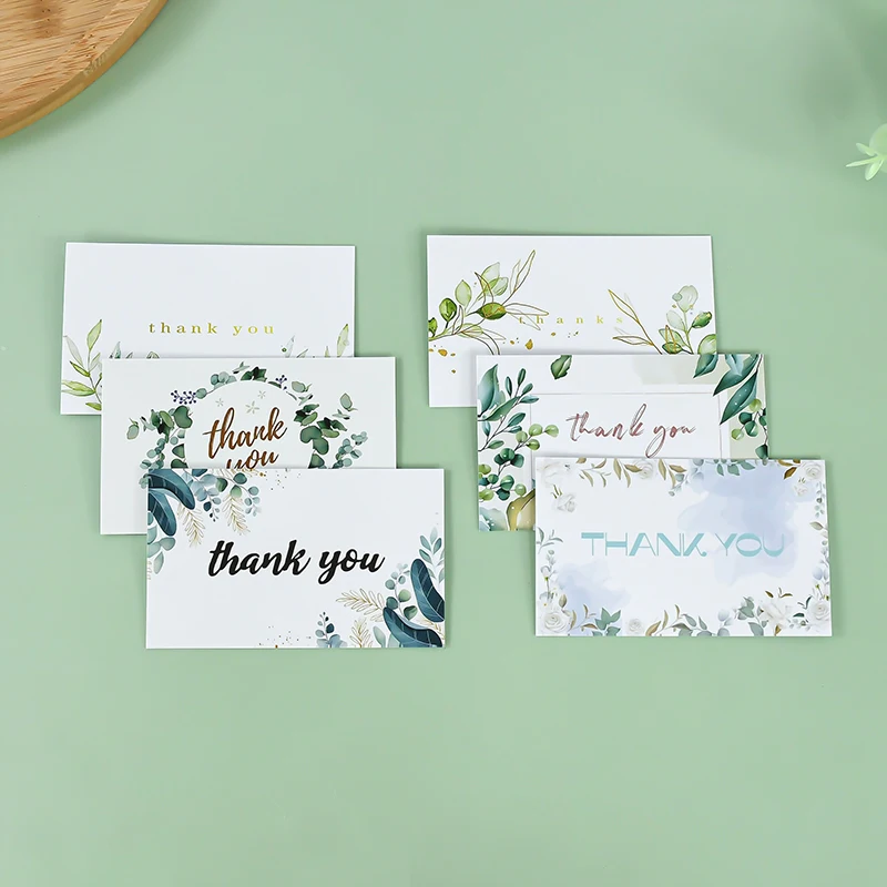 Leaf White Green Eucalyptus Wedding Engagement Banquet Thank You Card Meal Plate Card Process Reminder cards 50pcs greeting cards thank you cards