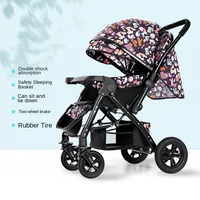 Poussette bébé pliable assis et s'allonger chariot à roulettes Portable grande poussette bidirectionnelle avec parasol pour nourrissons bébé nouveau-né 6