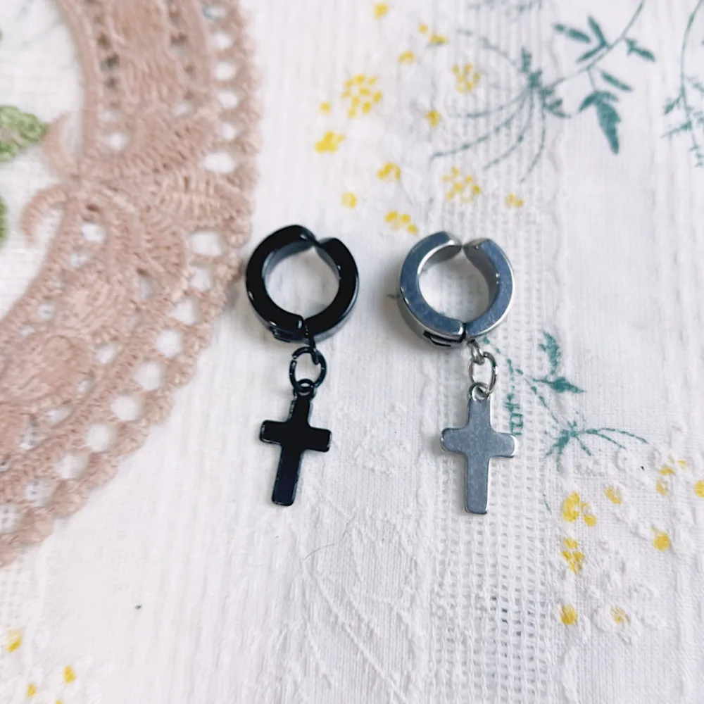 Fashion Hexagram Doll Jewelry Ear Clip Black Personalized Doll Stud Earrings Chain Mini Cool Plush Doll Earring 15cm/20cm Doll