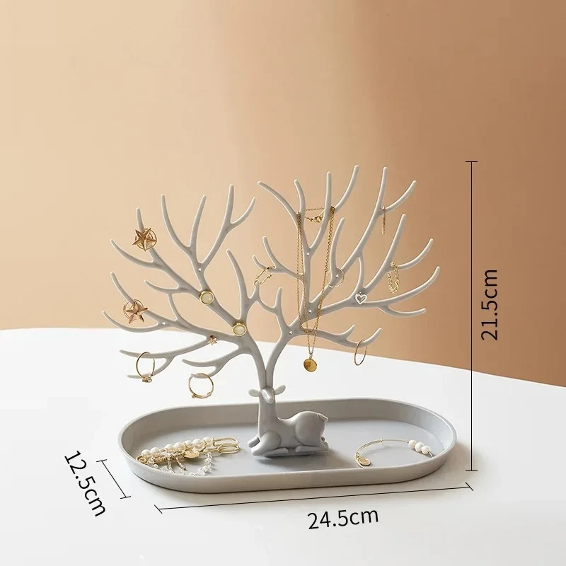 Antler Jewelry Display Stand Tray Tree Storage Racks Earrings Necklaces Rings Jewelry Boxes Case Desktop Organizer Make Up Decor