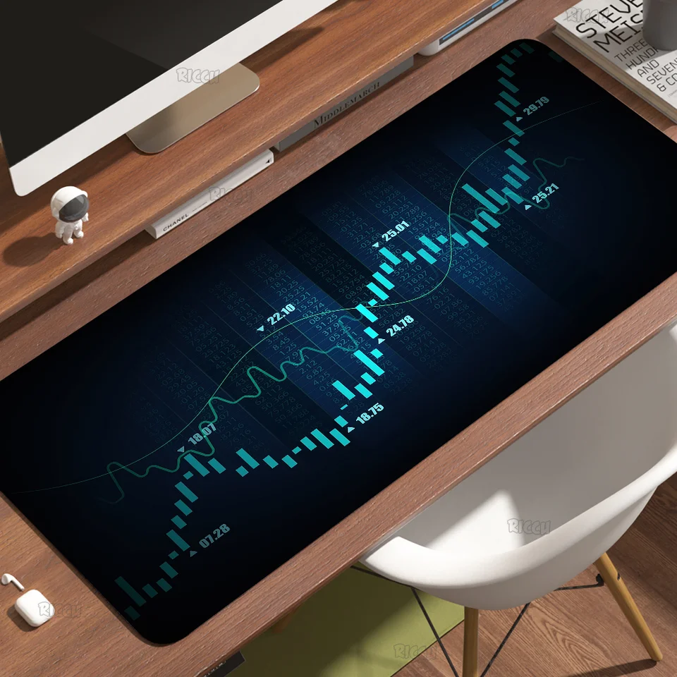 Tapis De Souris Finance / Trading - Motif Graphiques Et Formules - Dimensions 30x80 Cm - Antidérapant