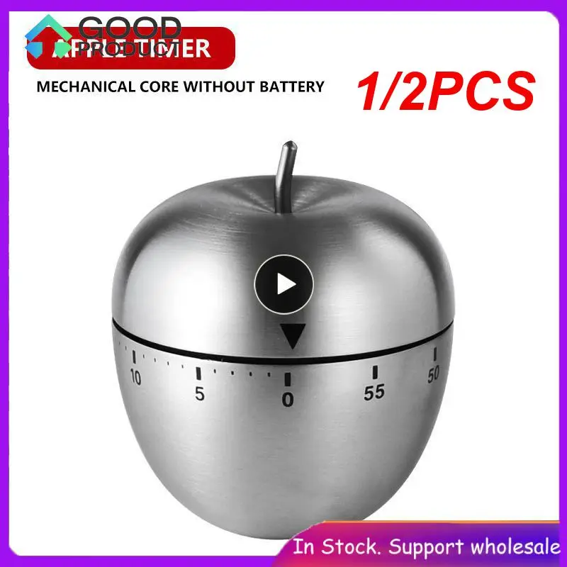 

1/2PCS Kitchen Supplies Stainless Steel Egg Clock Kitchen Timer Alarm Count Up Down Clock 60 Minute Countdown Cooking