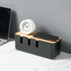 Desktop Cable Storage Box Bamboo Wood Seven-hole Power Line Wire Management Organizer Charger Socket Network Line Storage Bin 1