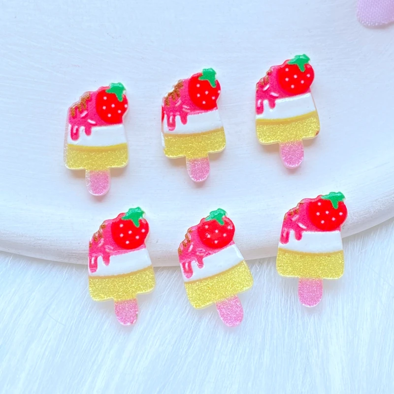 30Pcs New Cute Acrylic Mini Popsicle Flat Back Cabochon Scrapbooking Hair Bow Center Embellishments DIY Accessories