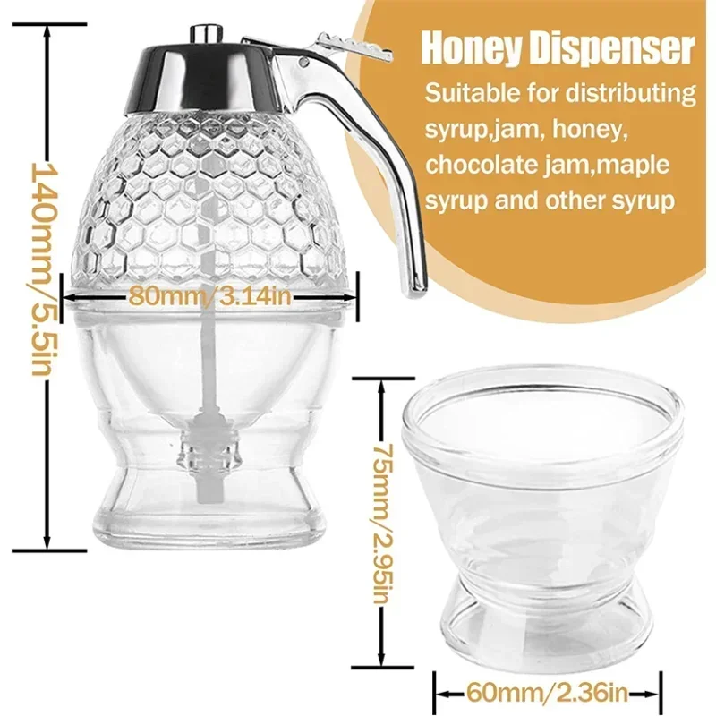 Squeeze Bottle Honey Jar Bee Drip Dispenser Kettle Storage Pot Stand Juice Syrup Cup Food Storage Container Kitchen Accessories