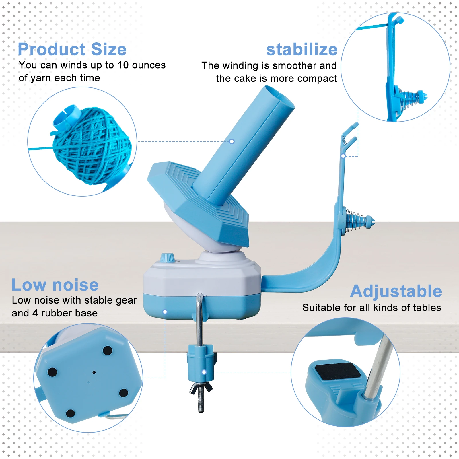 Hand or Electric Wool Winder Crocheting Motor Drive Automatic Yarn Ball Winder Easy to Use Efficient Auto Yarn Cake Winder