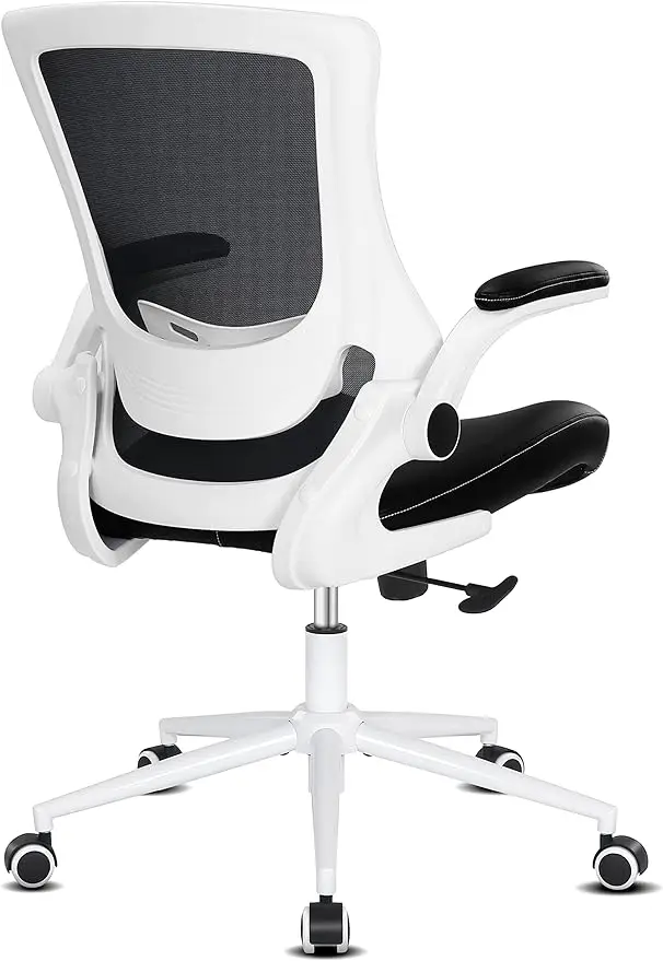 Misolant Desk Chair, White Office Chair, Ergonomic Chair, Mesh Office Chair with Adjustable Lumbar Support and Height, Recline