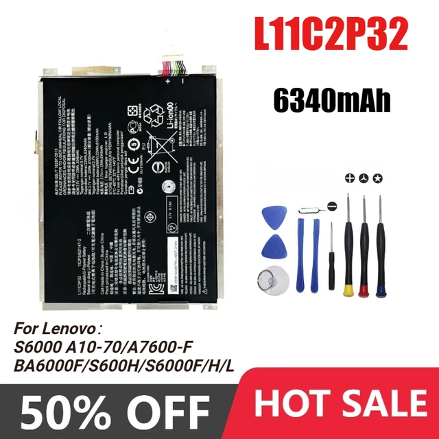 L11C2P32 3.7V/6340mAh Battery for Lenovo IdeaTad S6000 S6000-F S6000-H A7600 A7600-HV A7600-F A10-80 A10-80HC S6000F/H L12D2P31