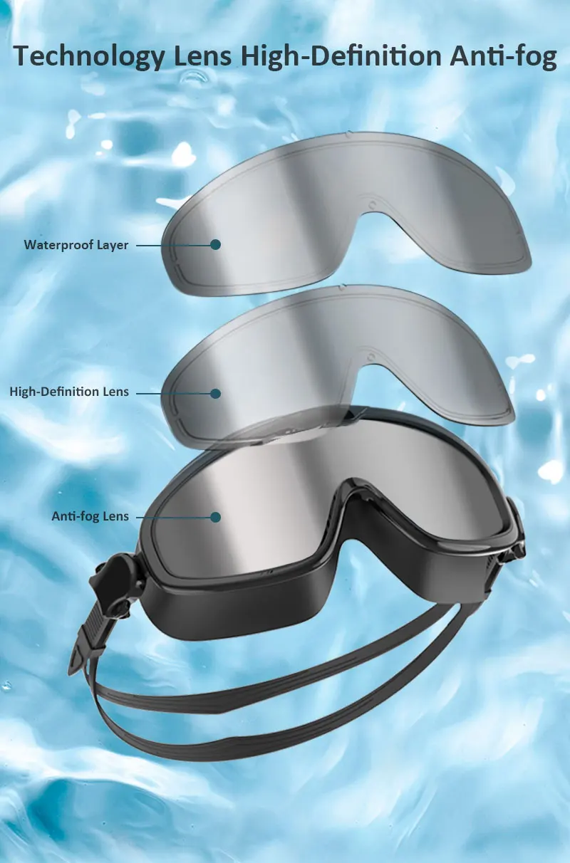 Large Frame Swimming Goggles for Adults HD Antifog Diving Glasses Men Women Waterproof Swim Pool Beach Eyewear swimming goggles