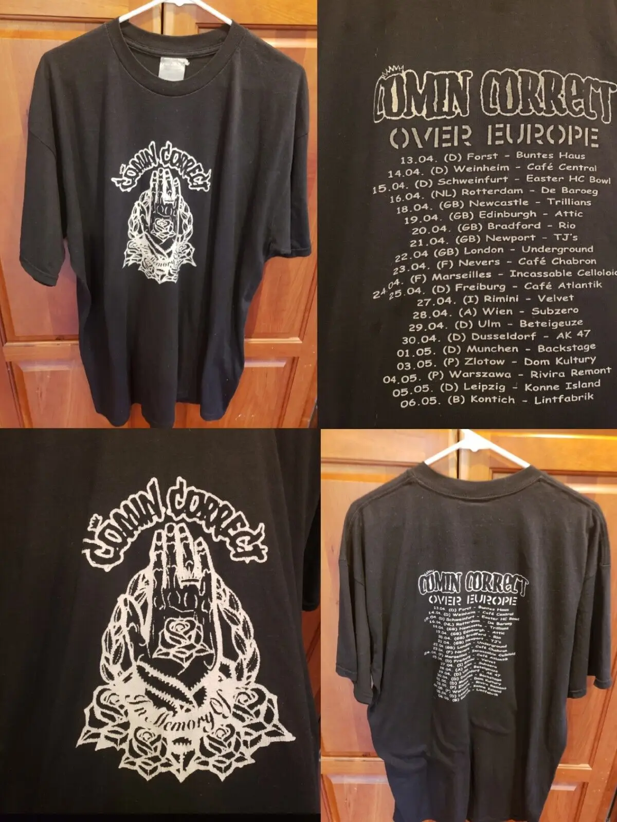 Vtg Comin Corretto Europe Tour Nyhc Punk Band T-Shirt Xl 25 Ta Life Madball