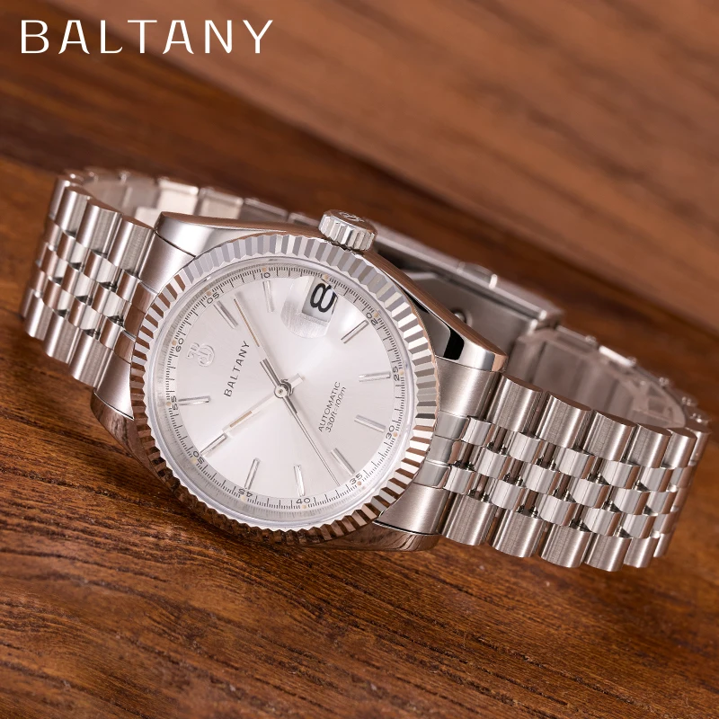 Baltany 36mm Gold Watch Men S4084 Waterproof 10ATM Jubilee
