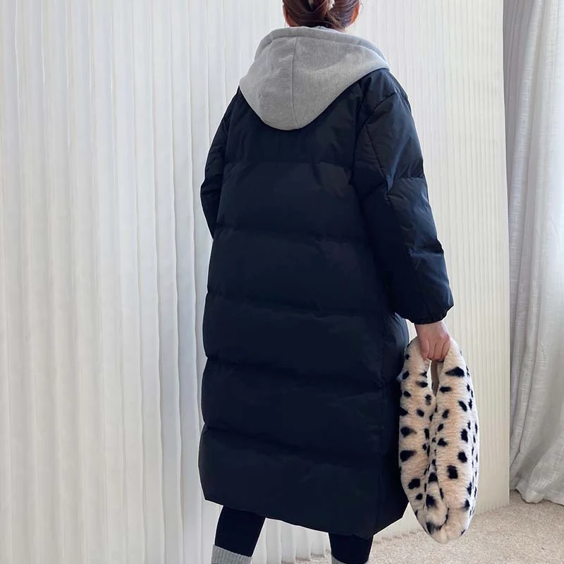 long green puffer coat 2021 Women Winter Warm Coat Long Sleeve Hooded Women Oversize Style White Duck Down Jacket Coat Casaco Feminino Women Warm Coat white puffer