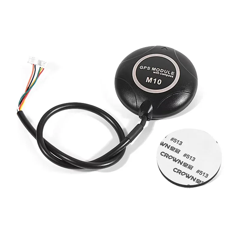 Module GPS M10 avec boussole QMC5883L haute précision 10Hz, câbles et antenne visibles.