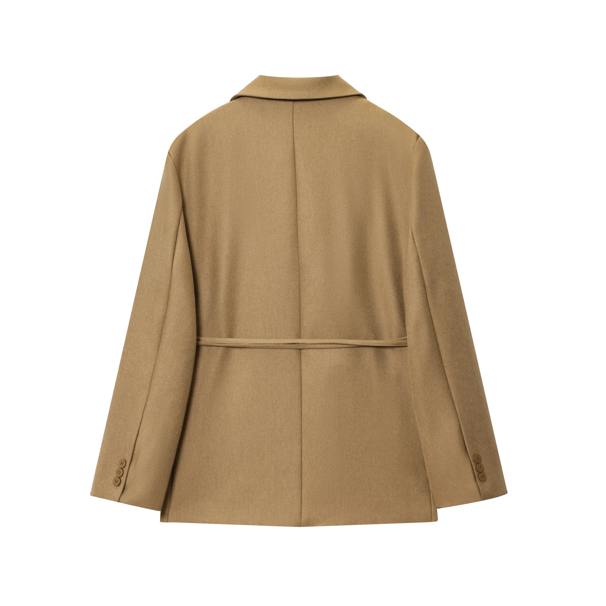 Women Jackets Blazers Autumn And Winter New Fashionable Elegant With A Thin Rope Belt Suit Collar Long-Sleeved Coat With No Hood