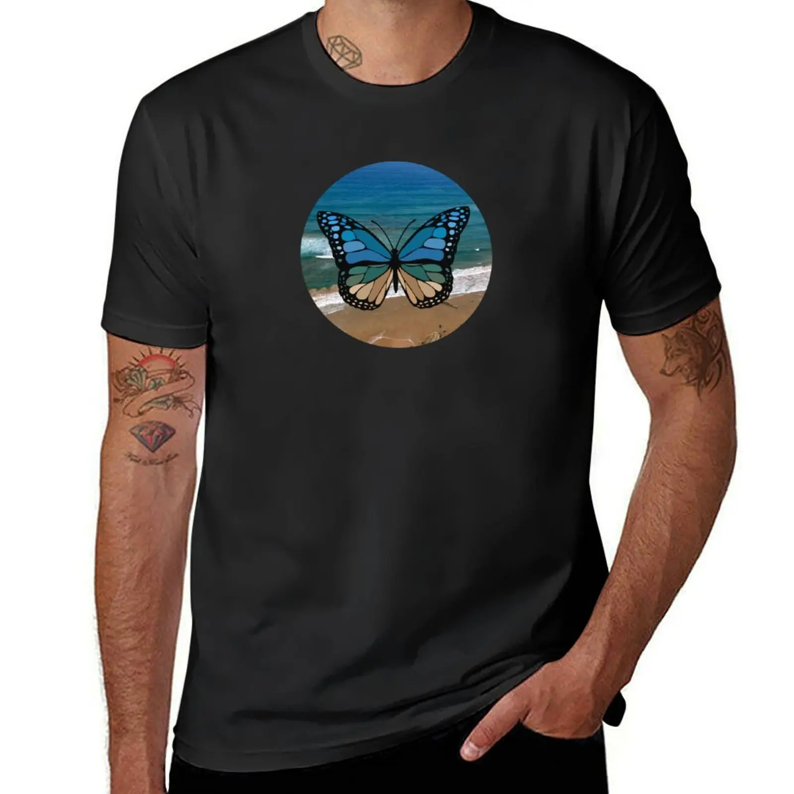 

Beach Butterfly T-shirt Blouse customizeds boys animal print quick-drying black t shirts for men