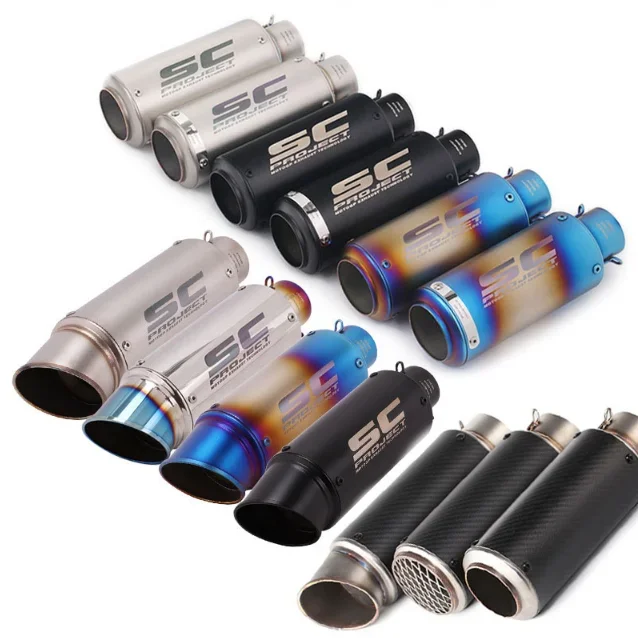 EU QUALITY Universal 51mm/60mm Motorcycle round/inclined Exhaust Pipe Muffler Carbon Fiber GP-project Exhaust Pipe Vent Muffler