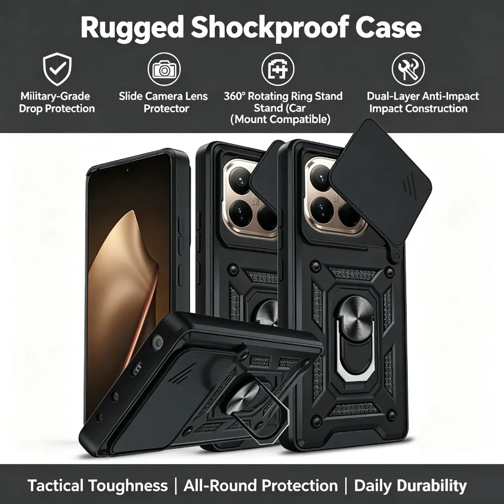 Military Grade Heavy Duty Armor Case with Ring Stand and Shockproof Protection