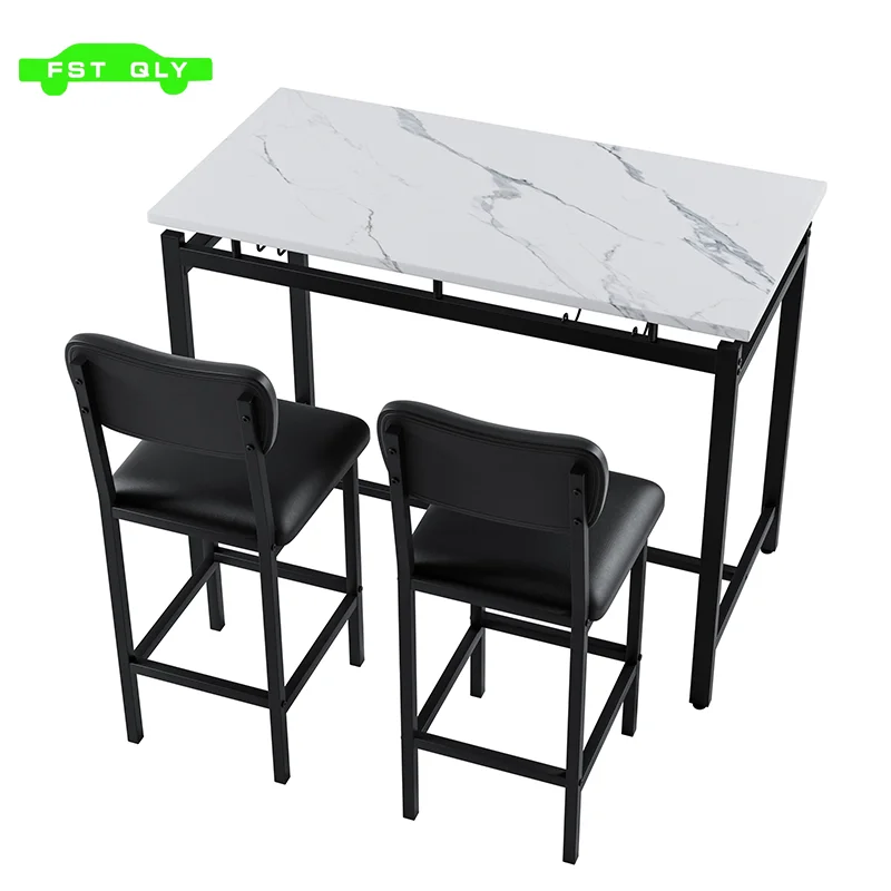 Kitchen Table Set, Dining Table and Chairs for 2, 3 Piece Dining Room Set with 2 Upholstered Chairs, Bar Set
