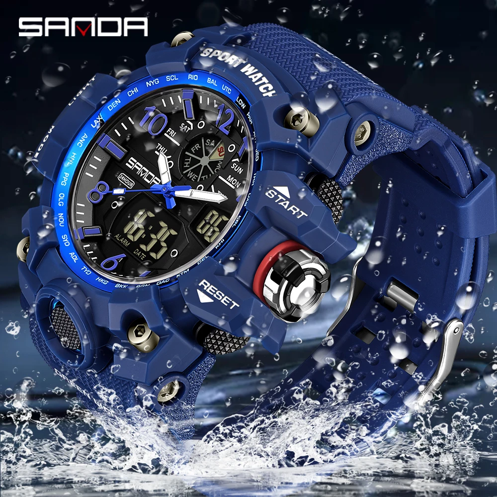 SANDA Brand G Style Military Watch Men Digital Shock Sports Watches For Man Waterproof