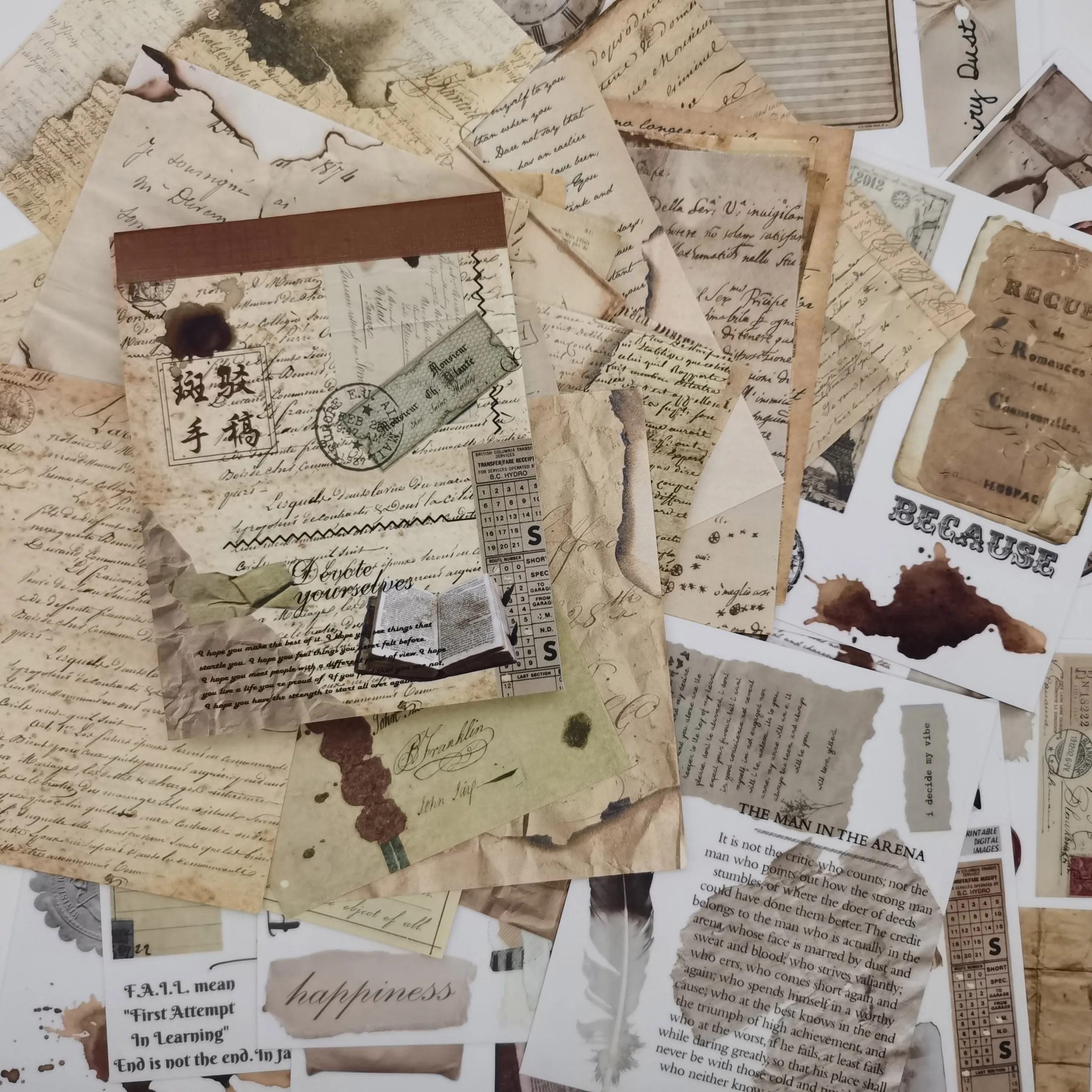50 Pcs Vintage Retro Material Papers Scrapbooking Supplies Kit Aesthetic Sticker Stationery Journal Diary Diy Background Paper Stationery Sticker Aliexpress