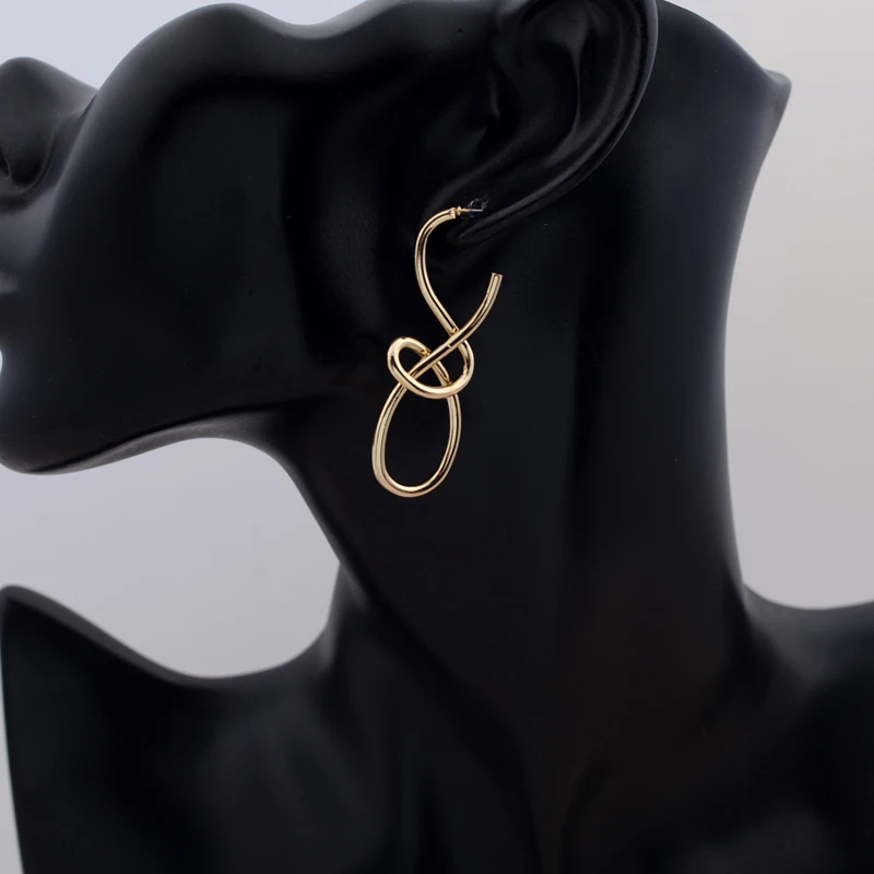 Vintage Metal Knitted Dangle Earrings for Women Personalized Fashion Distorted Irregular Geometry Drop Earrings Punk Jewelry 5