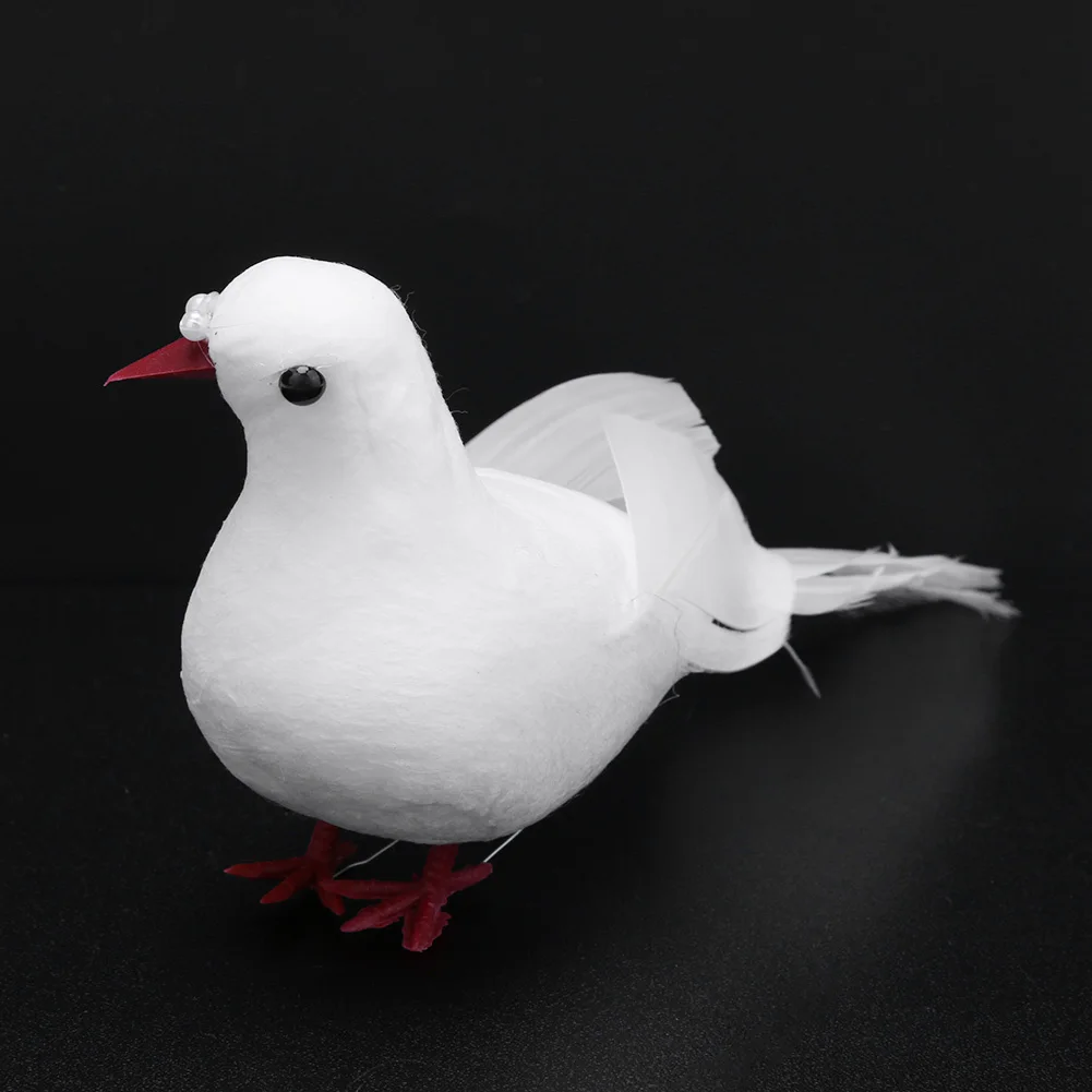 2pcs Store Decor Peace Pigeons Art Crafts Artificial Garden Birds Model Ornament Teaching Toys Photo Props for Christmas Wedding